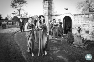 Bridesmaids arriving at St Mary and Martins Church in Blyth