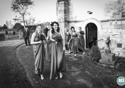 Bridesmaids arriving at St Mary and Martins Church in Blyth