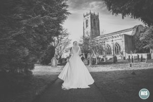 Bride arriving at St Mary and Martins Church in Blyth