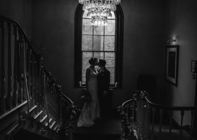 Bride and Groom on stairs at Hotel Du Vin in York