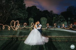 Whiteley Hall wedding with sparkler love heart