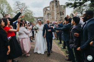 Confetti throw at Newark Castle in Nottinghamshire