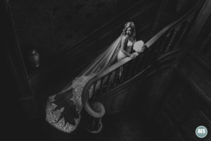 Thornbridge Hall Bride on stairs