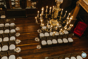 Thornbridge Hall chandelier wedding in great hall